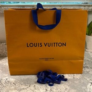 Louis Vuitton Shopping Gift Bag with Blue Cotton, Orange, plus logo ribbon